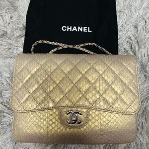 100% Authentic Gold Python Chanel Bag